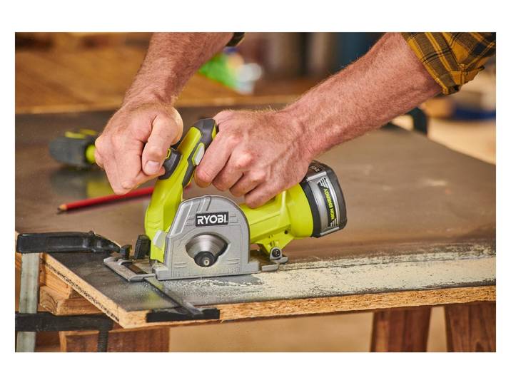 Tauchsäge RYOBI R18 mmS-0 , grün (bunt), B:85mm H:26mm L:85mm, Sägemaschinen, Tauchsäge