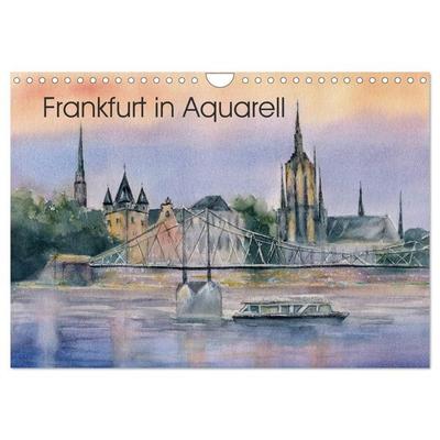 Frankfurt in Aquarell (Wandkalender 2026 DIN A4 quer), CALVENDO Monatskalender