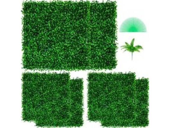 VEVOR Panneaux de Buis Artificiels 50,8x50,8 cm Haie Artificielle Réaliste 6pcs Protection UV Panneaux Muraux de Haie de Buis Construction Solide Frais Faux Feuillage Toile de Fond Décoration Murale
