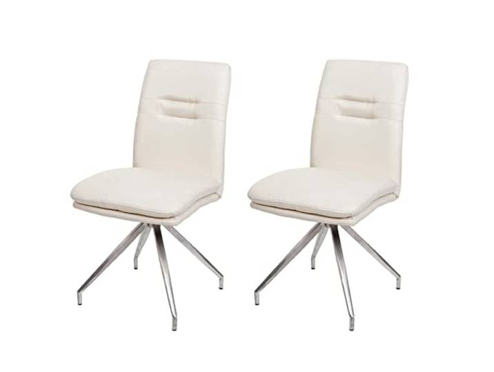 Mendler 2er-Set Esszimmerstuhl HWC-H70 Stoff/Textil - Creme-beige