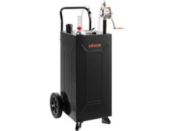 VEVOR 113,6L Kraftstofftrolley Mobile Tankanlage mit Handpumpe Schwarz, Tragbarer Kraftstofftank für Auto Rasenmäher Boot, Mit 2 Rollen & Ölstandsanzeige, Für Benzin & Diesel, Kohlenstoffstahl