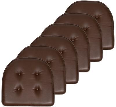 "Sweet Home Collection U-Shape Faux Leather Non Slip Memory Foam Chair Cushions 17"" x 16"""