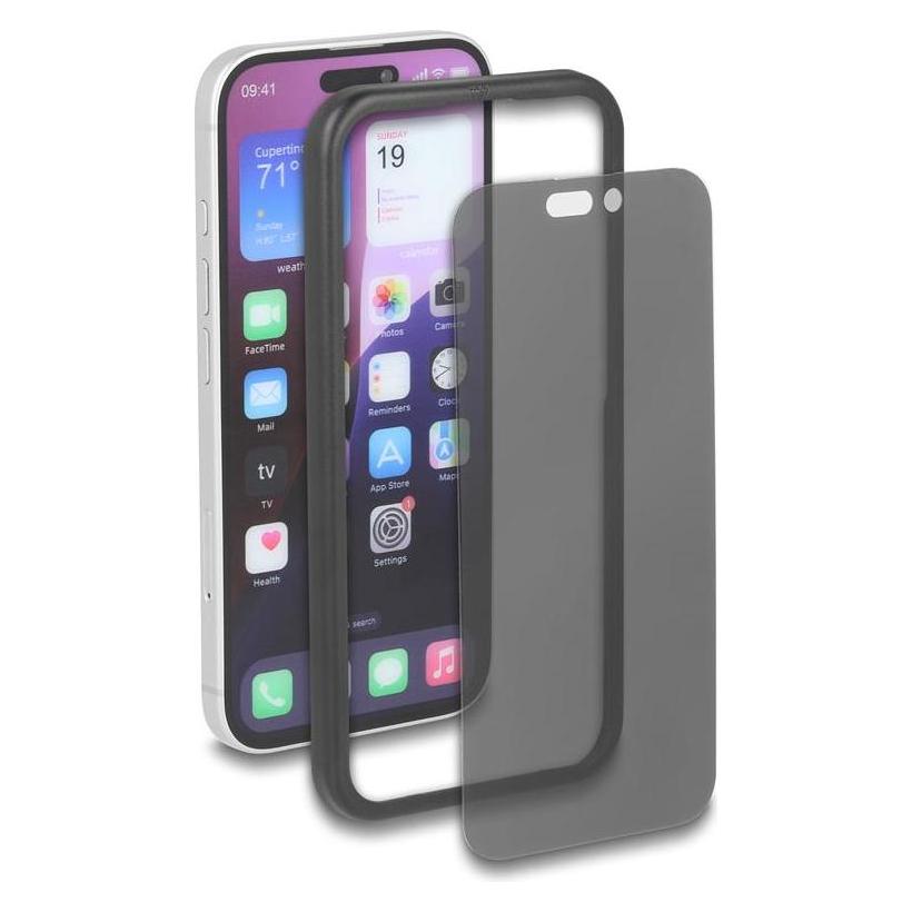 Delock Schutzfolie für iPhone 16 mit Sichtschutz aus gehärtetem Glas Anti Spy 2 Wege Blickschutz mit Insta (1 Stk., Apple iPhone 16) (81654)