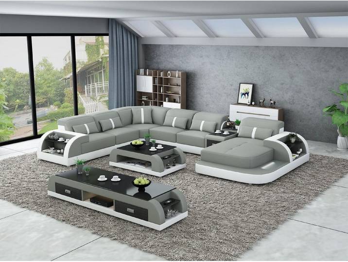 Xlmoebel Wohnlandschaft Luxuriöses Ledersofa in modernem Design mit hohem Komfort, Wohnlandschaft, Hergestellt in Europa
