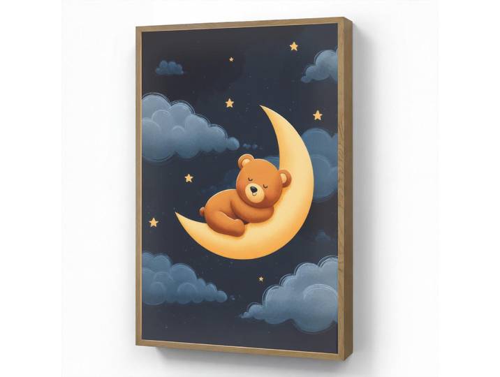 OnlyWow Nachttischlampe MIT Akku Teddybär - Mond - Wolken - Sterne 60x90 cm, Dunkelblau, Rechteckig, LED integrated, 60x90x8 cm, Lampen & Leuchten, Innenbeleuchtung, Nachtlichter