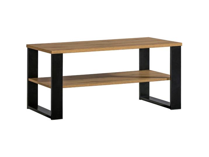 Milino Couchtisch, Schwarz, Eiche Wotan, Metall, rechteckig, U-Form, 56x48.7x100 cm, Wohnzimmer, Wohnzimmertische, Couchtische, Couchtische Metall