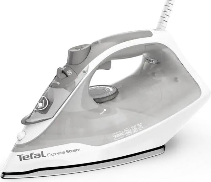 Tefal Express Steam FV2863E1 Stoomstrijkijzer met Keramische Strijkzool, Wit/Grijs