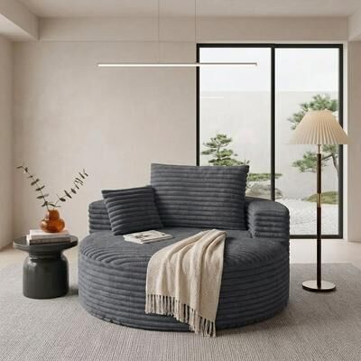 Kodotan sofa "50"" Oversized Round Lounge Chair, Modern Upholstered Cloud Circle Chaise with Deep Seat, Fluffy Comfy Sleeper Sofa for Reading"