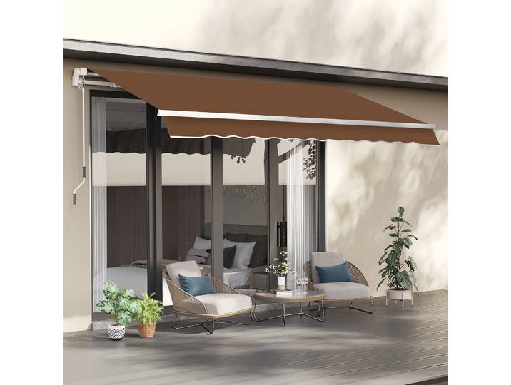Outsunny Auvent Mural 295x245cm Aluminium Polyester Café
