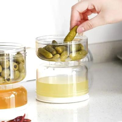 Inspire Curations Flip & Drain Pickle Jar With Strainer Hourglass Wet & Dry Separation Container Flip & Drain Pickle Jar With Strainer Hourglass Wet & Dry Separation Container