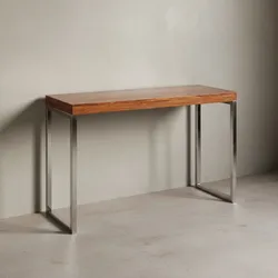 KADIMA DESIGN Konsolentisch ISEN: Flexibel, 120x76x45 cm, Massivholz, Chromgestell, handgefertigt.