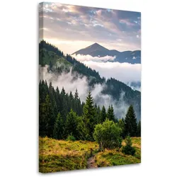 LEINWANDBILD Berglandschaft Wald Bäume 60x90cm