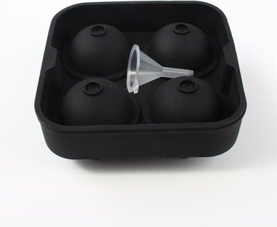 KitchenNation Silicone Ice Ball Maker, Large Ice Sphere Mold, High Balls Ice Shape Tray, Whiskey Cocktail Bar Tools For Freezer 4 Balls