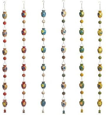Zaer Ltd. "6 Assorted 77.5"" Long Hand Painted Multicolor Porcelain Vase Rain Chains"