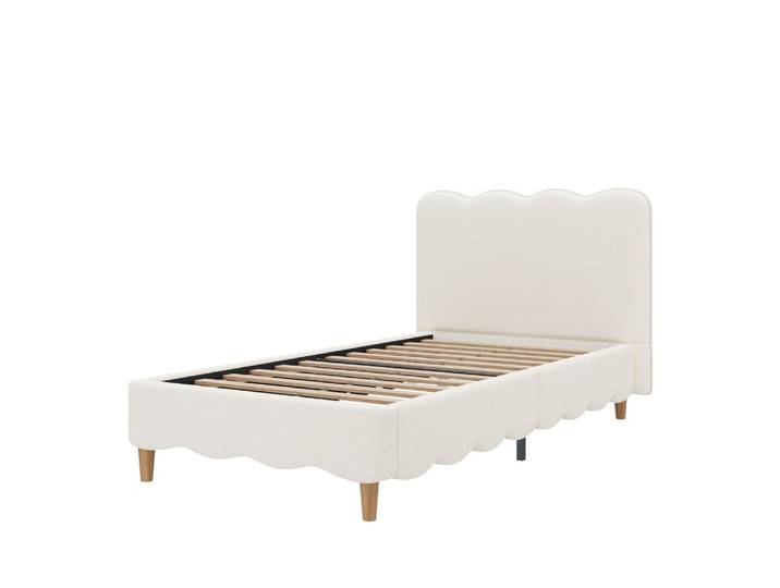 Lit rembourré enfant en pin massif blanc 90x200 cm