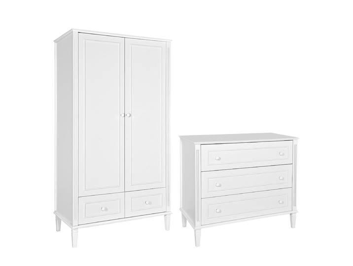 Commode 3 tiroirs et armoire 2 portes Novelies Bianka Blanc