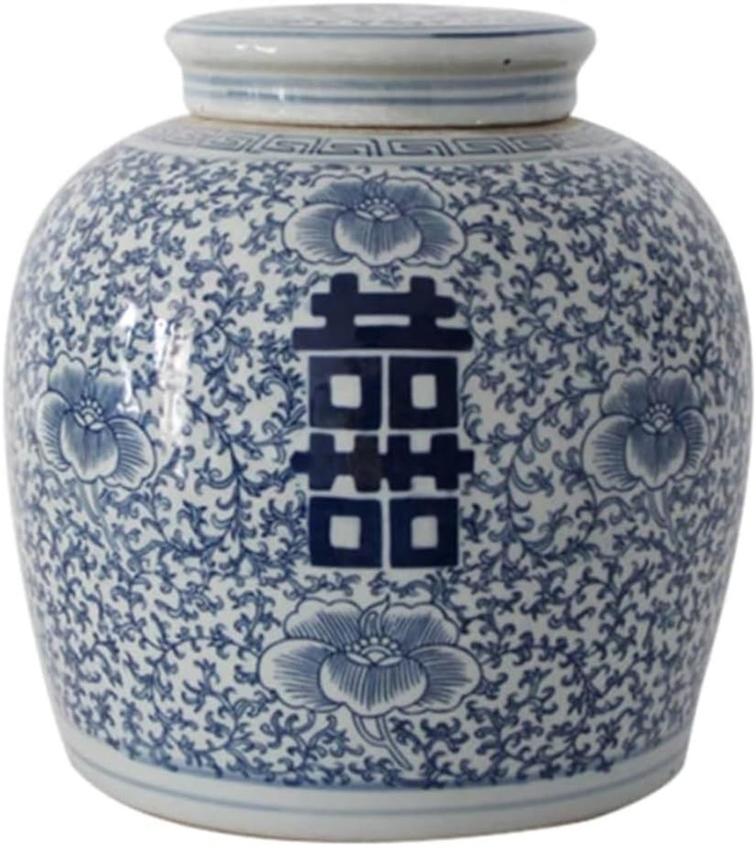 Blauwe Keramische Gemberpot - Decoratieve Vaas in Klassieke Stijl