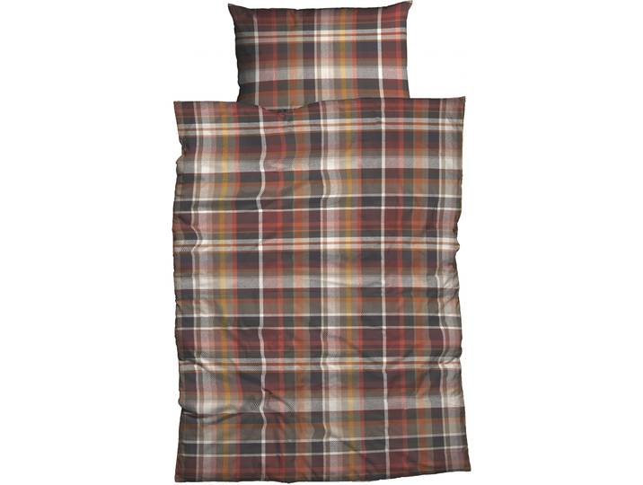Bettwäsche CASATEX Silan , braun (braun, rot), B/L: 135cm x 200cm, 1 Stk., 1 Stk., Biber, B/L: 80cm x 80cm, 2 Stk., Biber, Obermaterial: 100% Baumwolle, Bettwäsche, Bettwäsche, zeitloses,rustikales Design, markante Karos, warme Farbtöne