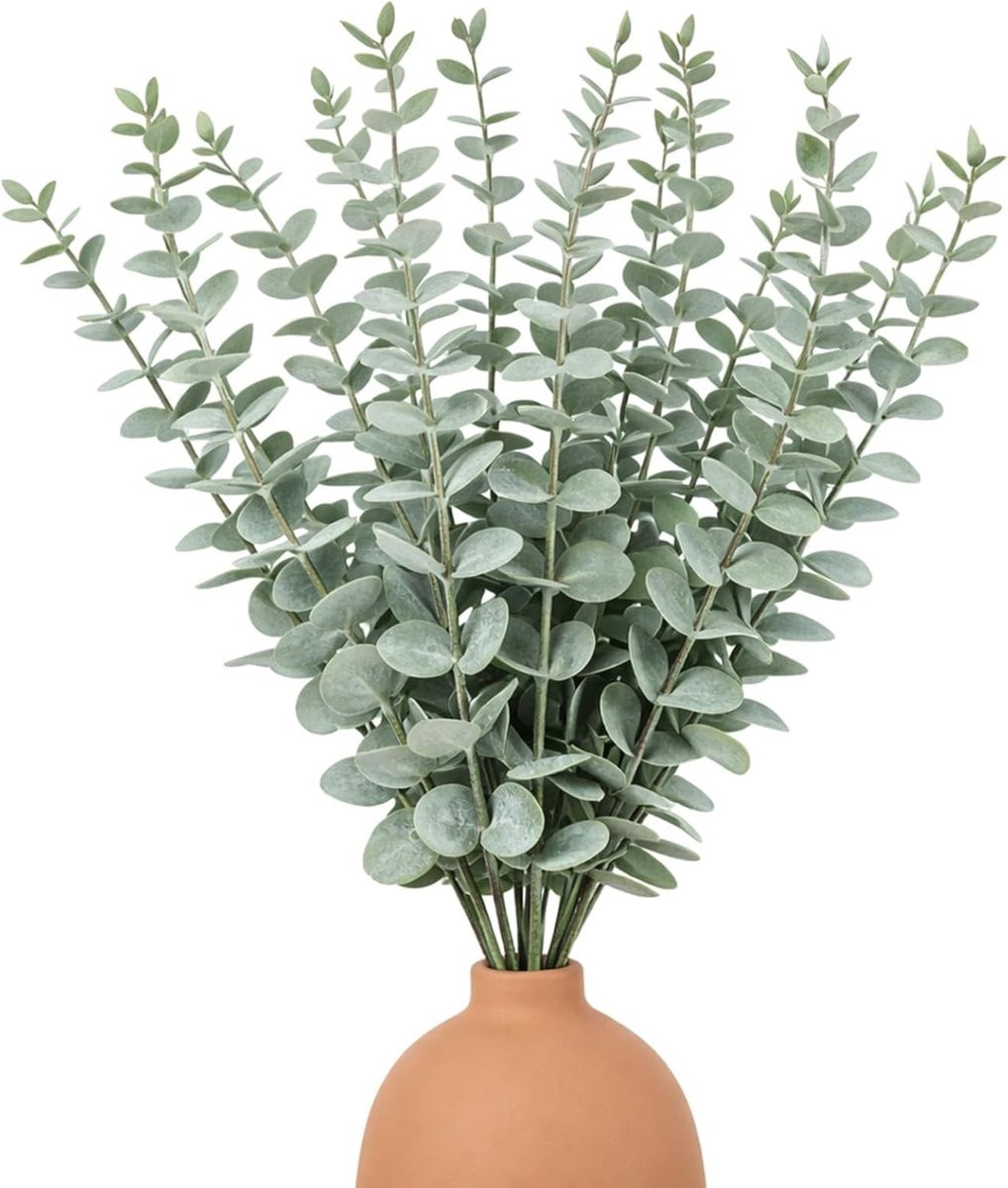 20 Realistische Kunstmatige Eucalyptustakken voor Decoratie en Bruiloften - Groen