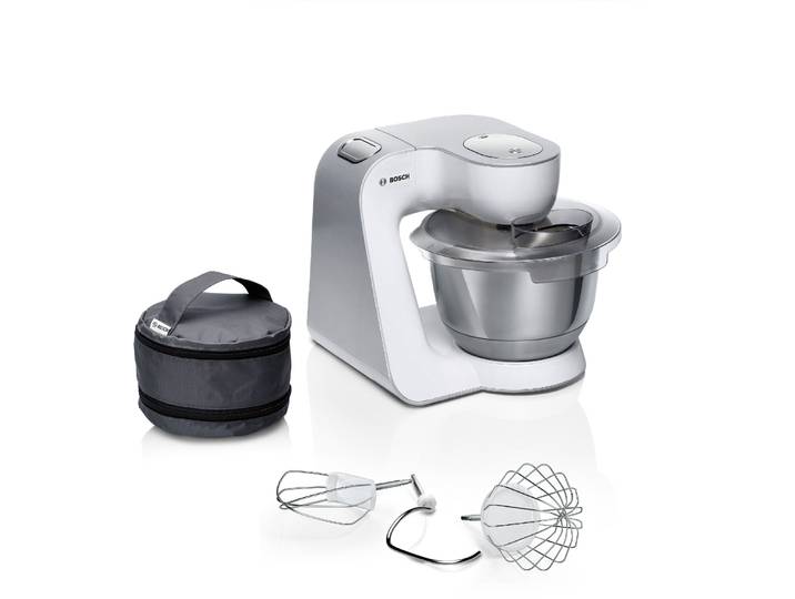 BOSCH Küchenmaschine MUM58200 Serie 4 , weiß, B:28cm H:28,2cm T:27,1cm, Küchenmaschinen, Zubehörtasche, Edelstahlschüssel spülmaschinenfest, 3D Rührsystem, Küchenmaschine