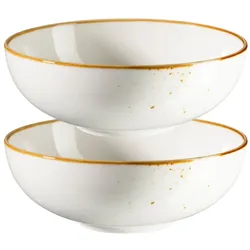 MÄSER Schüssel 22 cm Weiss mit braunem Rand im 2er Set, PINTAR Brauner Rand, 594012