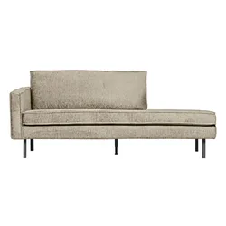 Daybed Rodeo aus Struktursamt, modern und gepolstert, links, beige Wheatfield, elegantes Design