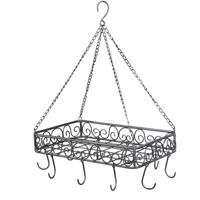 Hängekorb AMBIENTE HAUS "Topfhänger aus Eisen in Grau - (B) 45 cm", grau, B:45cm H:55cm T:31cm, Eisen, Aufbewahrungsboxen
