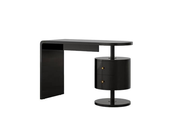 Vicco Schreibtisch Lara , Schwarz Hochglanz 120 x 50 cm mit 2 Schubladen, geeignet für Computerarbeitsplätze und Home-Office-Anwendungen