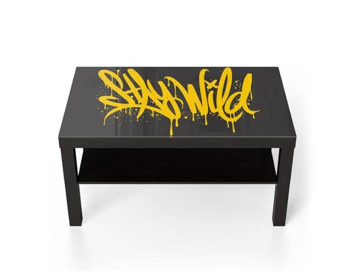 DEQORI Glastisch schwarz groß 90x50 cm Motiv Wilde Straßenkunst ausgefallener Beistelltisch aus Glas Hochglanz Couchtisch fürs Wohnzimmer moderner Couch Tisch mit Design