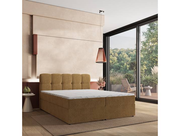 Masseno Boxspringbett MERU mit Bettkästen 160x200 cm - Orange, QUELLE 17