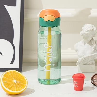 Uplifted Trends Ransparent Sports Water Bottle With Straw And Precise Scale Ideal For Outdoor Sports light Green