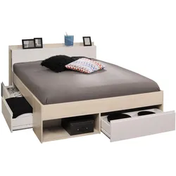 BETT mit Regal und 3 x Schubkasten Stauraumbett 140 x 200 cm