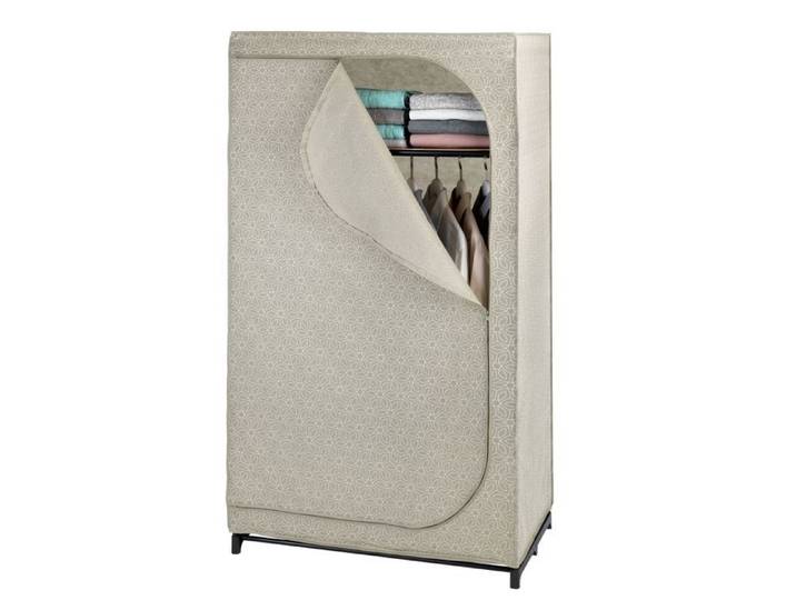 Wenko - Armoire penderie 1 étagère en tissu BALANCE - L. 90 x H. 160 cm - Taupe