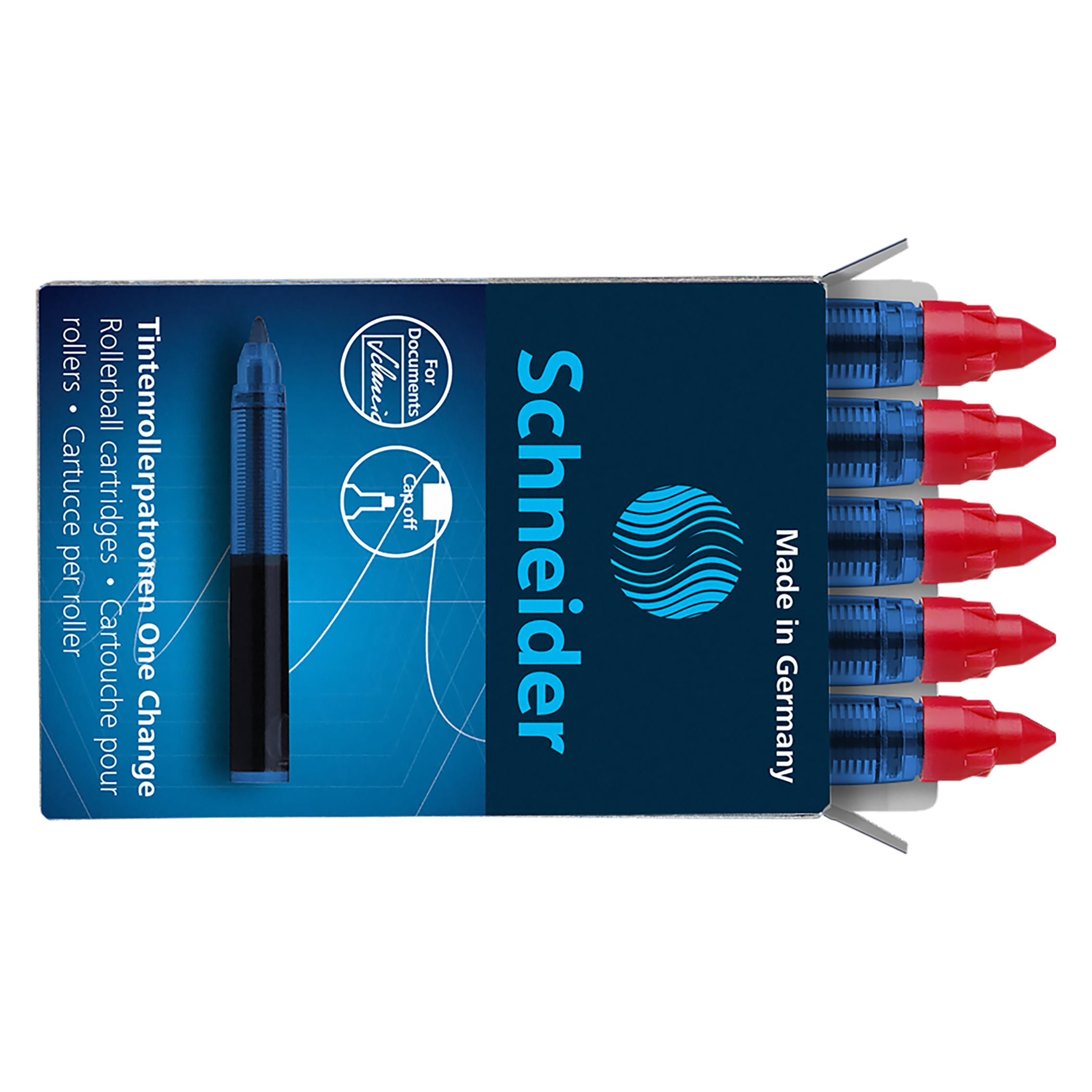 Schneider Rollerpatrone 0.6mm 4029R One Change rot 5 Stück (Rot, 0.60 mm, 5 Stk.) (4029)