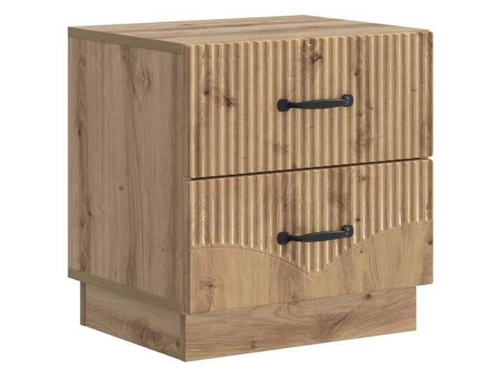 hliofuir Nachttisch Artisan-Eiche 43x34,5x44,5cm mit 2 Schubladen Kompakter Nachtschrank aus Holzwerkstoff in Eichenoptik für Schlafzimmer und Gästezimmer mit praktischem Stauraum.