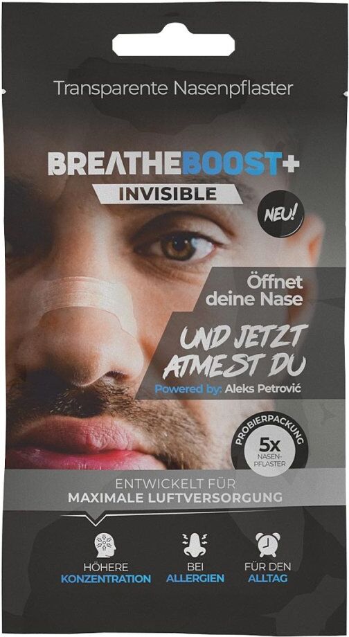 Breatheboost+ Invisible Nasenpflaster Transparent Probeset 5stk