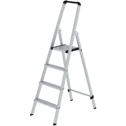 PROREGAL ML Stufen-Stehleiter einseitig begehbar Aluminium eloxiert 4 Stufen