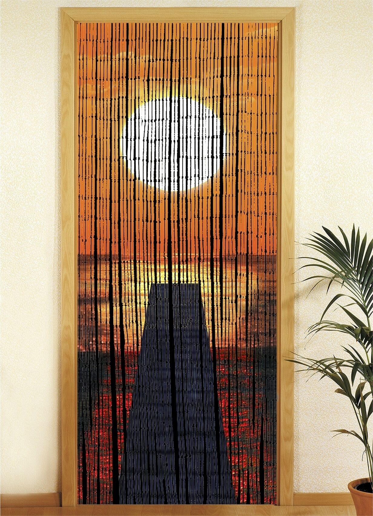 Türvorhang MAXIMEX "Modell Sonnenuntergang", orange, B:90cm H:200cm, Bambus, Gardinen, Türvorhang, Insekten- und Sichtschutz aus Bambus, für Balkon oder Terrasse