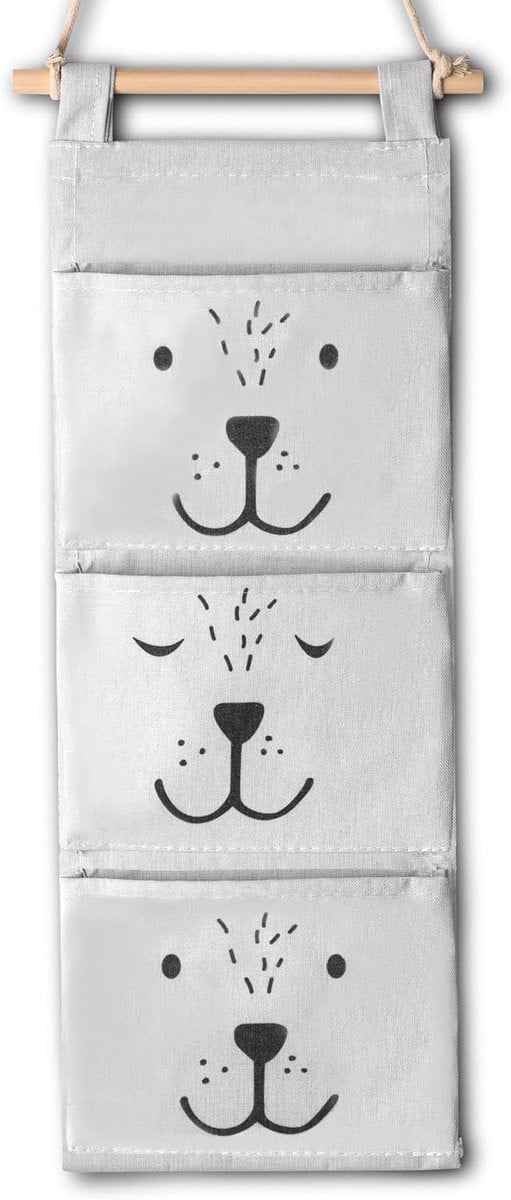 Nukido Hangende speelgoedorganizer en wasmand, grijs, H 80 x B 20 x D 14 cm