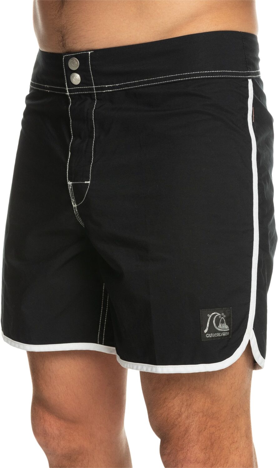 Boardshorts QUIKSILVER "Original Scallop Snap 16", Herren, Gr. 30S, schwarz, 100% Baumwolle, Hosen Boardshorts schwarz 30S