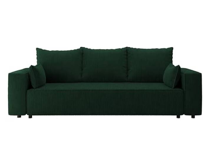4ALL HOME Sofa mit Schlaffunktion Veno 242x95 cm - Couch - Sofa mit Bettkasten - 3 Sitzer - Schlafsofa - Schlafsofa mit Bettkasten - Cord - Wohnzimmer (Poso 14 Flaschengrün)