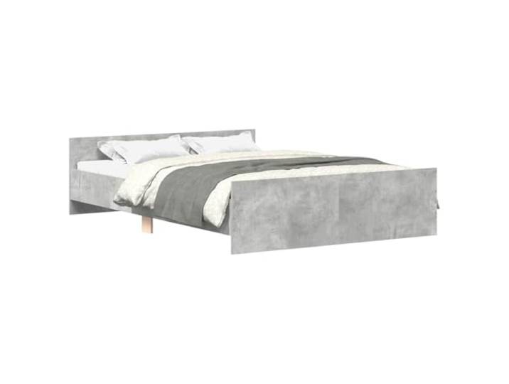 PUGYNBK Bettgestell, Grau, Beton, 135 x 190 cm, mit Kopfteil Feuchtigkeitsbeständiges Ingenieurholz, Sperrholzleisten, stabile Unterstützung für Matratze