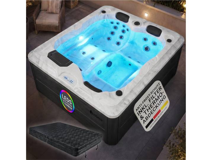 Artsauna Outdoor Whirlpool Oasis - Spa mit Massagedüsen, LED-Beleuchtung, 2 Filter, Abdeckung, Pumpe - Whirlpool winterfest & beheizbar
