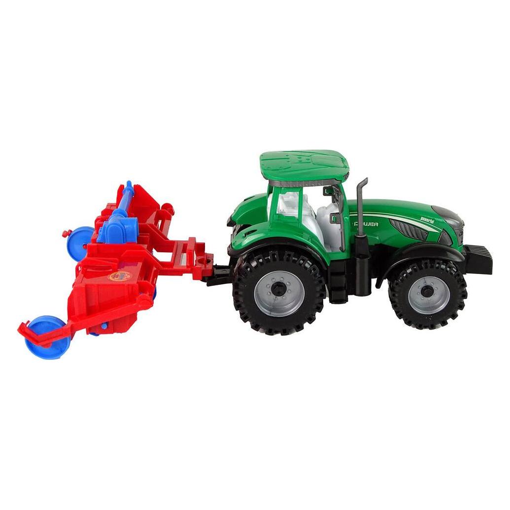 Lean Toys Traktor mit Pflug-Reibungsantrieb rot (37325083)