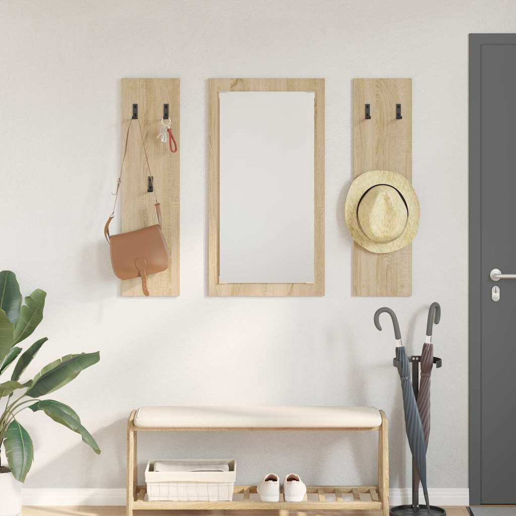 Latitude Run Wall-Mounted Coat Rack Wall-Mounted 96 X 1.5 X 90 Cm Sonoma Oak 90cm H X 96cm W X 1.5cm D