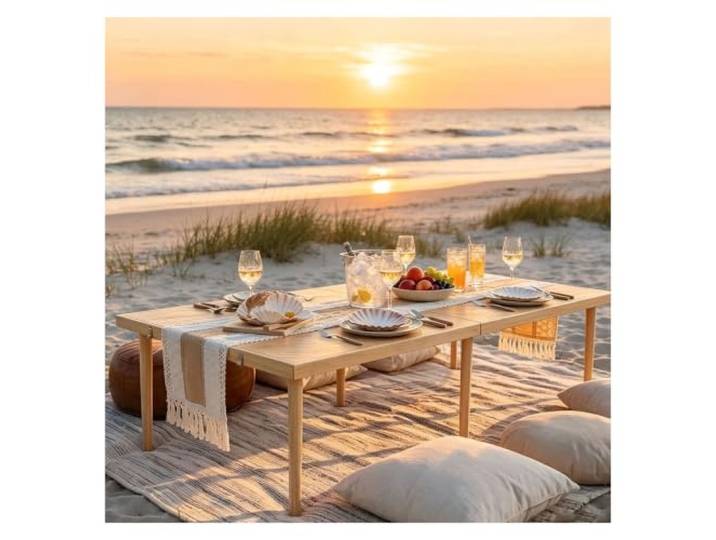 WBBML Klappbarer Picknicktisch Outdoor Falttisch Glatte, Ebene Oberfläche Kaffeetisch Aus Holz Abendessen Bei Kerzenschein Auf Terrasse, Ausflüge, Zusammenkünfte Im Freien(60x30x16in/152x76x40cm)