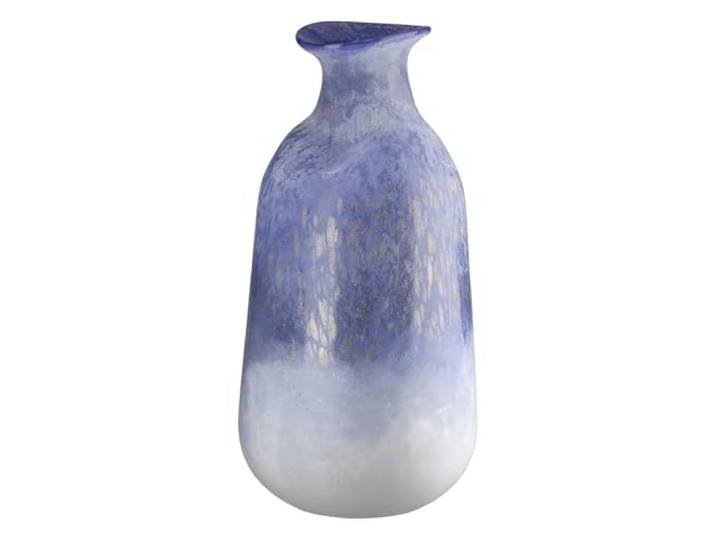 Vase en Verre Azur - Bleu Mat - Hauteur : 37 cm - Diamètre : 17 cm - Vase décoratif Fait à la Main - Bouche