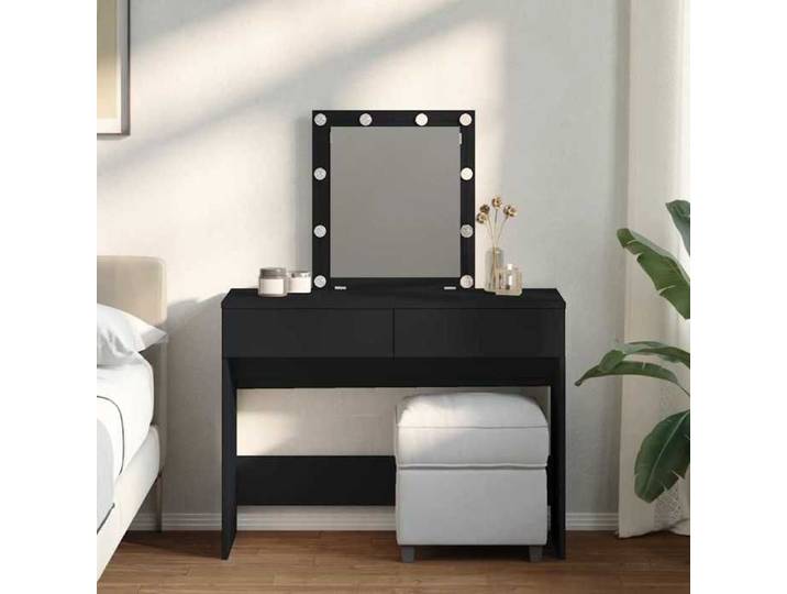 Coiffeuse - - LED - Noir - 100x40x130 cm - 2 tiroirs