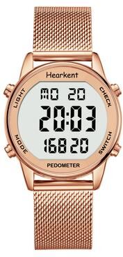 Perfect Picks Market Hearkent Pedometer Watch Waterproof Step Counter Watch With Calorie & Distance Tracker rose Gold