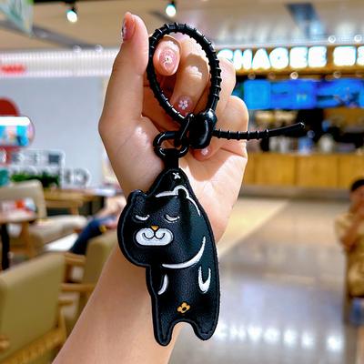 Discount Dollar Deals Cartoon Cat Leather Keychain Cute Bag Accessory For Girls, Perfect Gift black 5